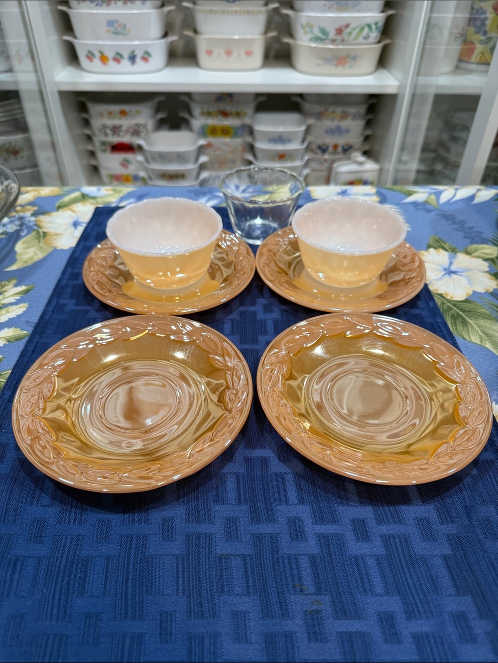 Vintage Fire King Peach Luster Set